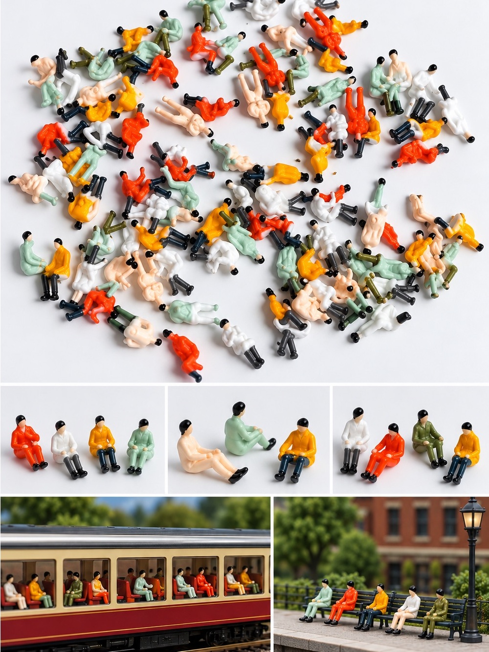 NEW HO Scale Model Train Scenery - 200 Seated Figures Lot